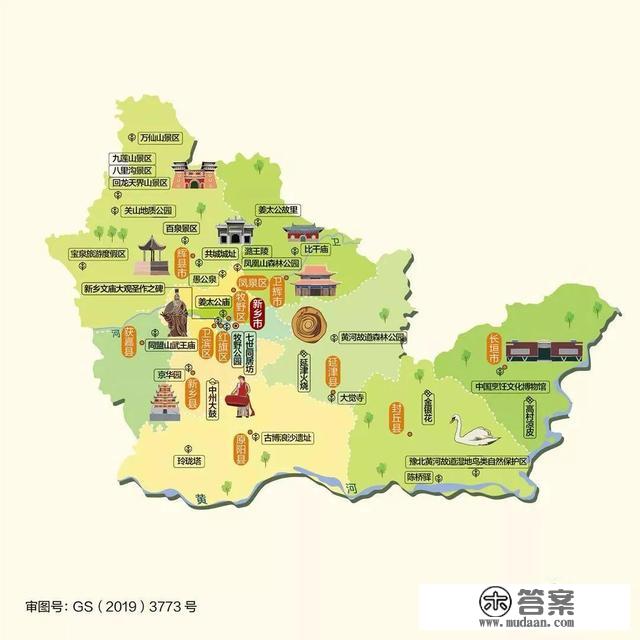 河南省旅游地图，每个地区都有哈，抓紧时间来收藏