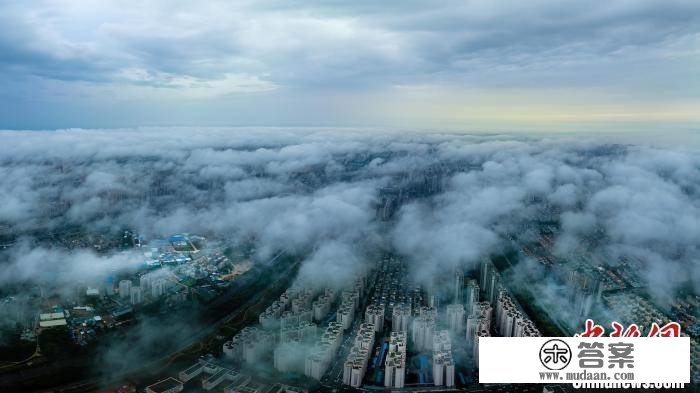 广西北海雨雾缭绕 公众着雨具出行