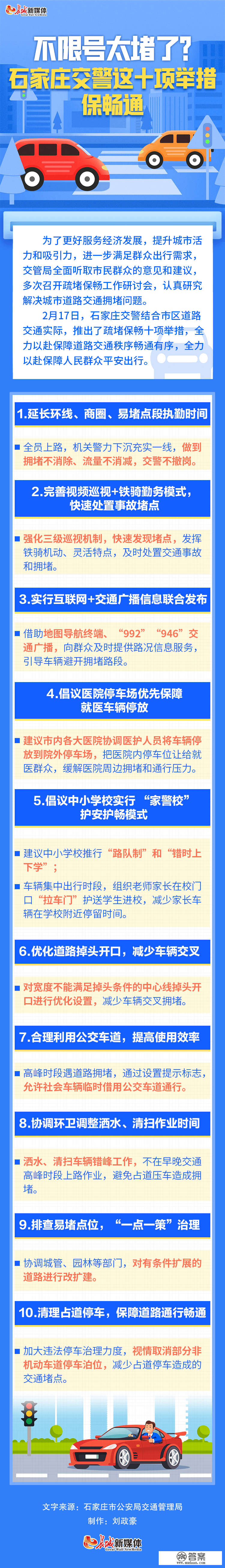 图解丨不限号太堵了？石家庄交警那十项行动保通顺