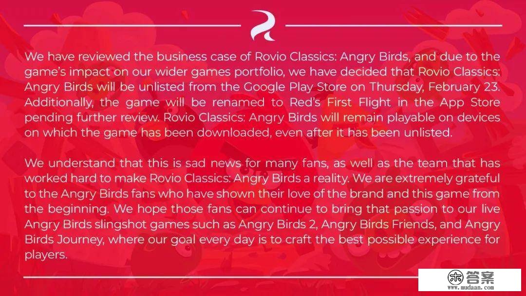 Rovio颁布发表将从谷歌商铺下架原版《愤慨的小鸟》