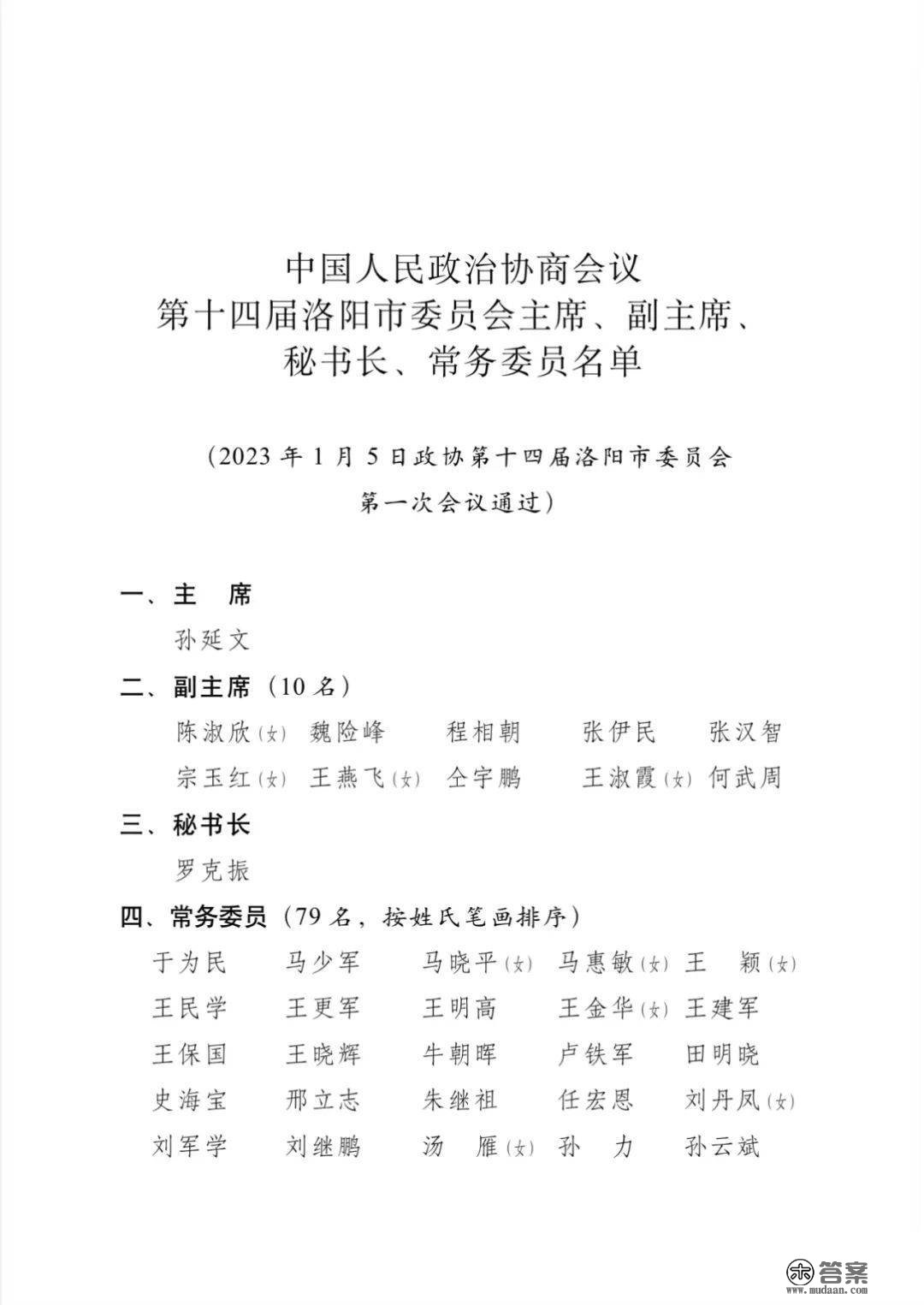 孙延文被选政协第十四届洛阳市委员会主席