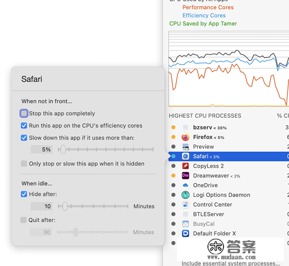 限造指定软件的 CPU 占用率，或者让指定软件只运行在小核/效率核：AppTamer