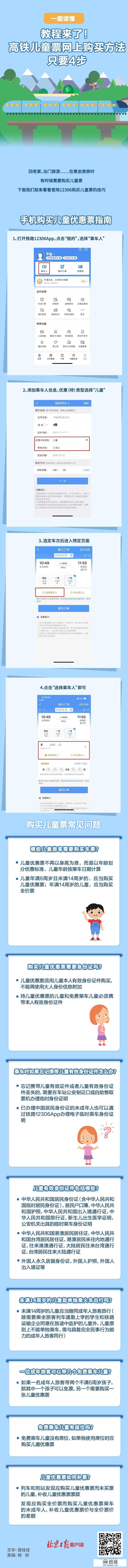 一图读懂丨教程来了！高铁儿童票网上购置办法，只要4步