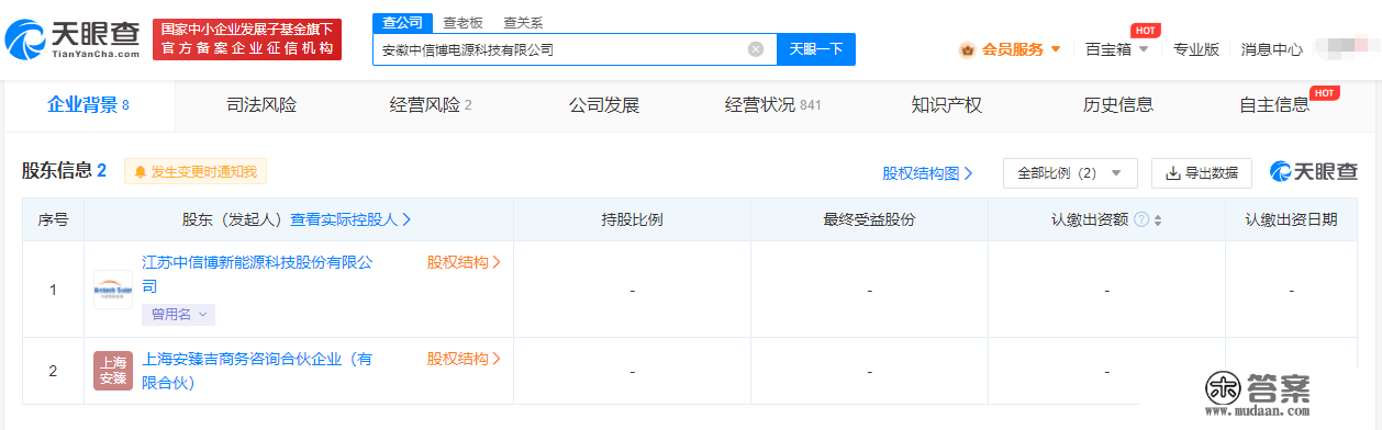 中信博投资成立电源科技公司 注册本钱3000万