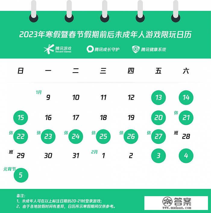 腾讯游戏发布未成年人寒假游戏限玩通知：共14小时游戏时间