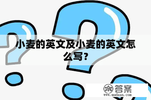 小麦的英文及小麦的英文怎么写？