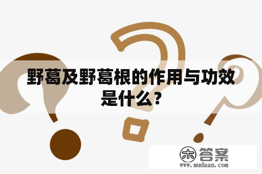 野葛及野葛根的作用与功效是什么？