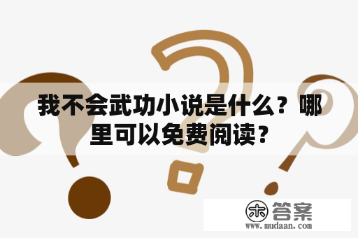 我不会武功小说是什么？哪里可以免费阅读？