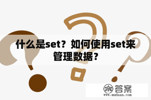 什么是set？如何使用set来管理数据？