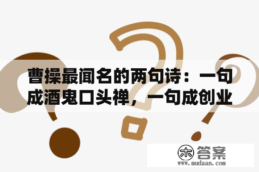 曹操最闻名的两句诗：一句成酒鬼口头禅，一句成创业者座右铭