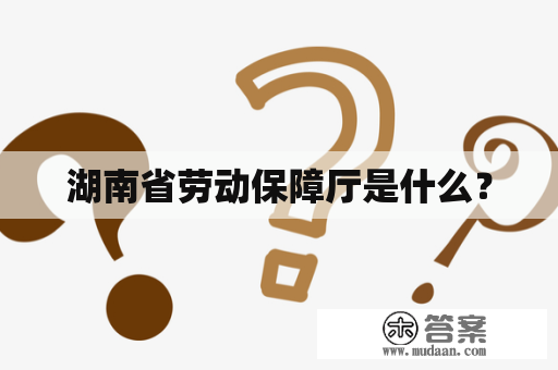 湖南省劳动保障厅是什么？