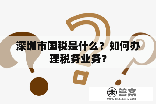 深圳市国税是什么？如何办理税务业务？