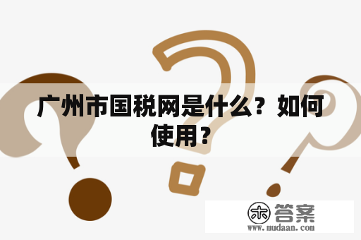 广州市国税网是什么？如何使用？