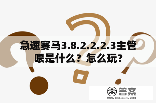 急速赛马3.8.2.2.2.3主管喂是什么？怎么玩？