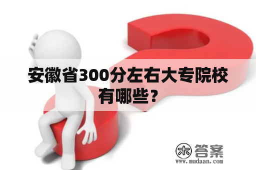 安徽省300分左右大专院校有哪些？