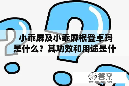  小乖麻及小乖麻根登卓玛是什么？其功效和用途是什么？