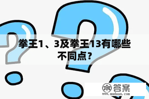 拳王1、3及拳王13有哪些不同点？