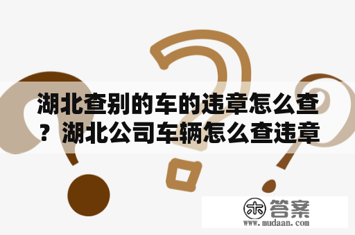 湖北查别的车的违章怎么查？湖北公司车辆怎么查违章？