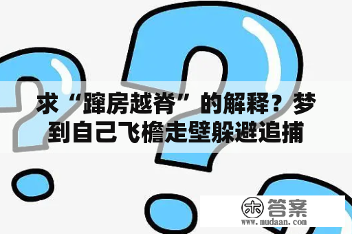 求“蹿房越脊”的解释？梦到自己飞檐走壁躲避追捕