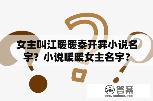 女主叫江暖暖秦开霁小说名字？小说暖暖女主名字？