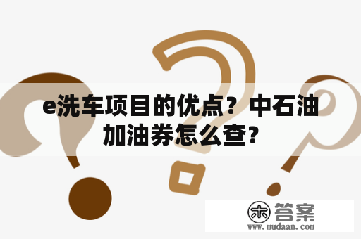 e洗车项目的优点？中石油加油券怎么查？