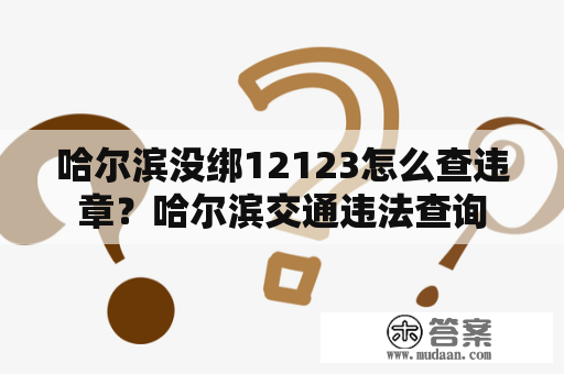 哈尔滨没绑12123怎么查违章？哈尔滨交通违法查询