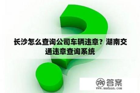 长沙怎么查询公司车辆违章？湖南交通违章查询系统