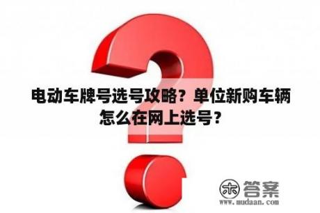 电动车牌号选号攻略？单位新购车辆怎么在网上选号？