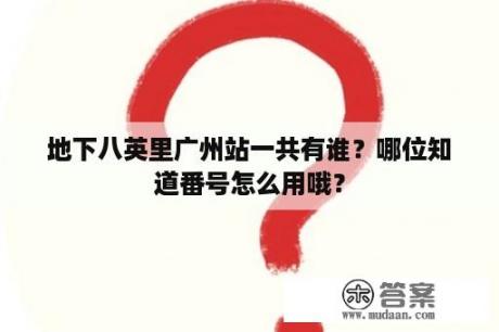 地下八英里广州站一共有谁？哪位知道番号怎么用哦？