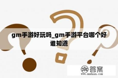 gm手游好玩吗_gm手游平台哪个好谁知道