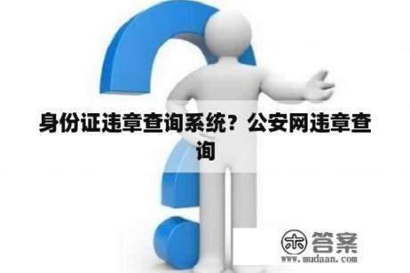 身份证违章查询系统？公安网违章查询