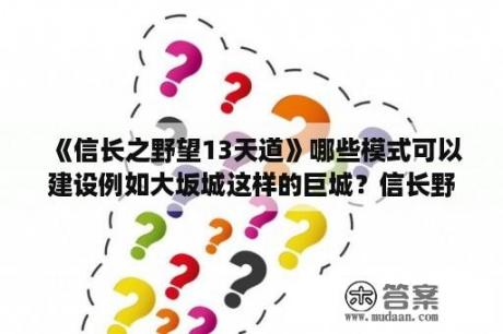 《信长之野望13天道》哪些模式可以建设例如大坂城这样的巨城？信长野望天道