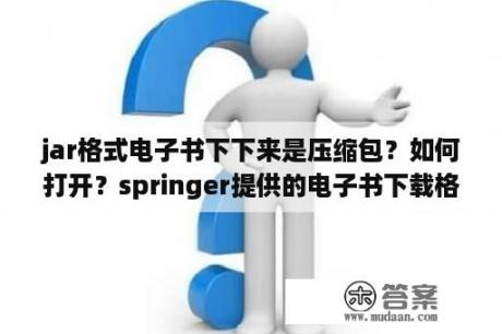 jar格式电子书下下来是压缩包？如何打开？springer提供的电子书下载格式有哪些？