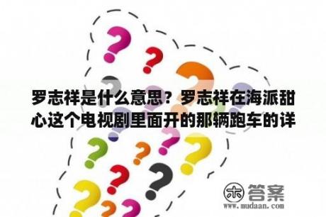 罗志祥是什么意思？罗志祥在海派甜心这个电视剧里面开的那辆跑车的详细资料？