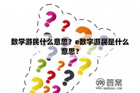 数学游民什么意思？e数字游民是什么意思？