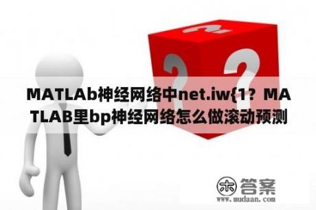 MATLAb神经网络中net.iw{1？MATLAB里bp神经网络怎么做滚动预测？