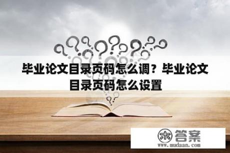 毕业论文目录页码怎么调？毕业论文目录页码怎么设置