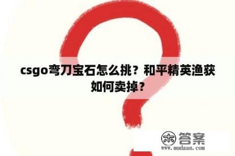 csgo弯刀宝石怎么挑？和平精英渔获如何卖掉？