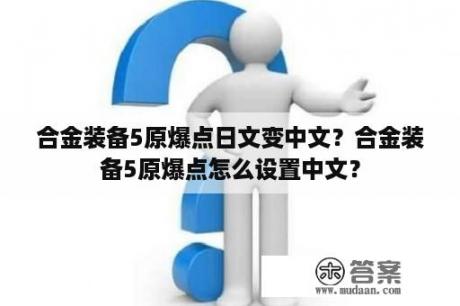 合金装备5原爆点日文变中文？合金装备5原爆点怎么设置中文？