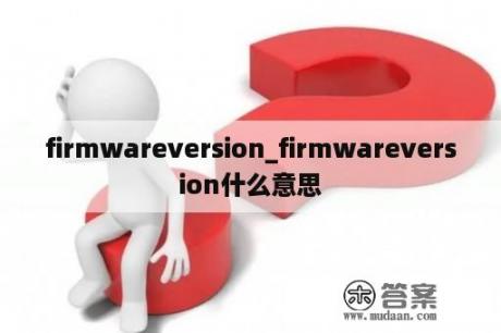 firmwareversion_firmwareversion什么意思