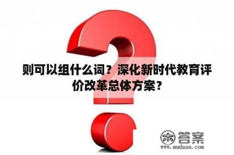 则可以组什么词？深化新时代教育评价改革总体方案？