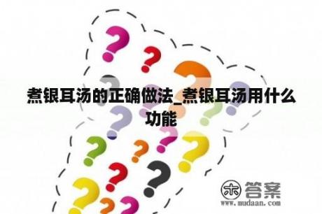 煮银耳汤的正确做法_煮银耳汤用什么功能