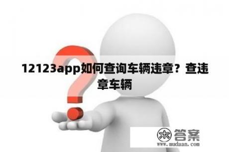 12123app如何查询车辆违章？查违章车辆