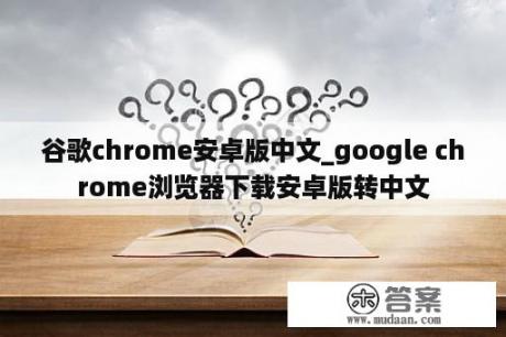 谷歌chrome安卓版中文_google chrome浏览器下载安卓版转中文