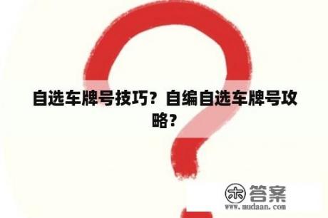 自选车牌号技巧？自编自选车牌号攻略？