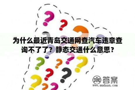 为什么最近青岛交通网查汽车违章查询不了了？静态交通什么意思？