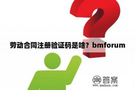 劳动合同注册验证码是啥？bmforum