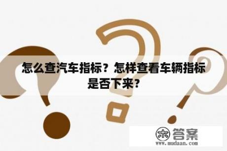 怎么查汽车指标？怎样查看车辆指标是否下来？