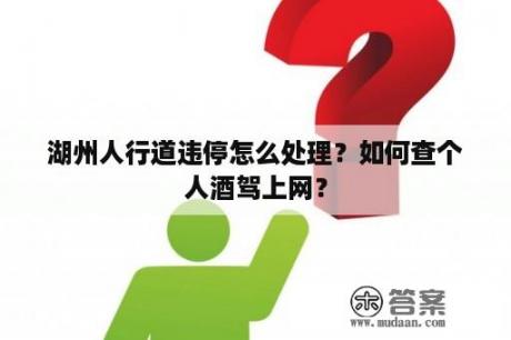 湖州人行道违停怎么处理？如何查个人酒驾上网？