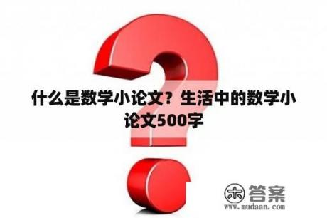 什么是数学小论文？生活中的数学小论文500字